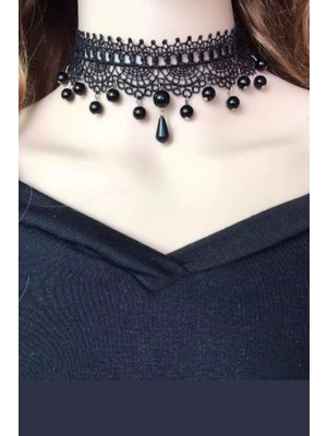 Zet Style “raven Mourne – Kuzgunun Ağıtı” Siyah Dantel Choker Gotik Kolye