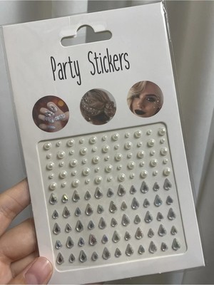 110 Adet Inci ve Zirkon Sticker Saç-Yüz-Vücut Yapışkanlı Makyaj Taşı