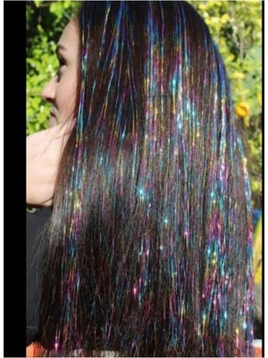 Saç Simi Renkli ve Saç Üzerine Düğümle Bağlanan 110-120 cm Açık Uzunlukta Hair Tinsel