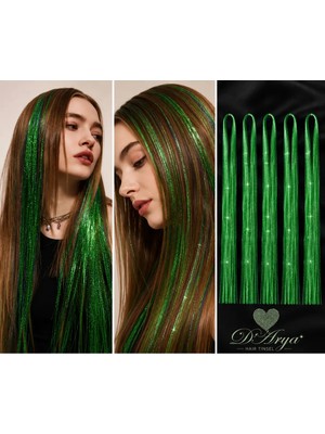 DD685 Yeşil Işıltılı Tinsel Saç Simi – Uzun Model