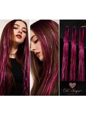 DD288 Işıltılı Simli Tinsel Saç Uzatma Koyu Pembe