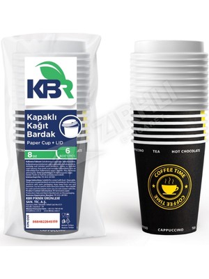 Kbr 8 Oz Kağıt Bardak 6'lı + Kapak