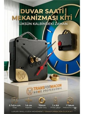 MiraLive Sessiz Akar Saat Mekanizması Askılı Duvar Saati Motoru Akrep Yelkovan Seti 723157