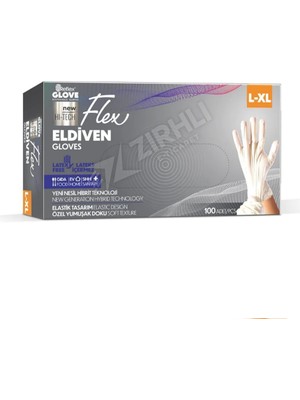 4 Adet Flex Pudrasız Eldiven L-Xl Boy 100'LÜ Krem