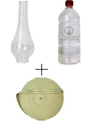 Byanes 14 No Gaz Lambası Camı Çap: 5 cm ve 14 No Fitil 1 Metre 250 ml Kandil Yakıtı