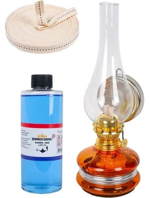 Byanes Yüksek Kaliteli Gaz Lambası Seti 250 ml Kokusuz Yağ ve 1 mt Fitil