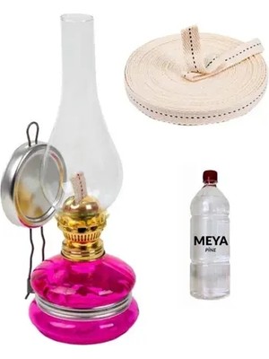 Byanes Büyük Boy Gaz Lambası Seti, 250 ml Kandil Yakıtı ve Yedek Fitil ile