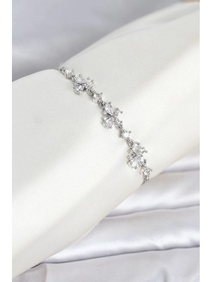 Inure Jewelry Gümüş Renk Pirinç Kelebek Model Asansörlü Model Kadın Bileklik