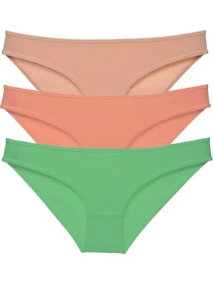 3 Adet Süper Eko Set Likralı Kadın Slip Külot Ten Pudra Yeşil