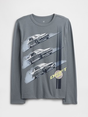 Gap Erkek Çocuk Gri Grafik Baskılı T-Shirt