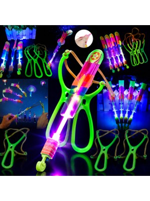 Kuzey Oyuncak 15 Adet Renkli LED Işıklı Sapan Düğmeli Model Renkli Uçan Ufo Oyuncak Işıklı Sapan Karne Hediyesi