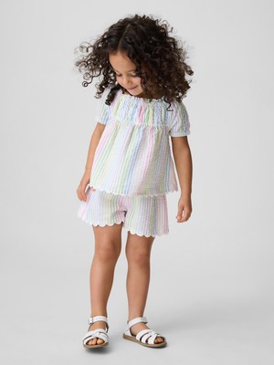 Gap Kız Bebek Çok Renkli Seersucker Çizgili Outfit Set