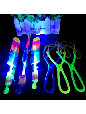 Kuzey Oyuncak 25 Adet Renkli LED Işıklı Sapan Çevirmeli Model Renkli Uçan Ufo Oyuncak Işıklı Sapan Tatil Hediyesi