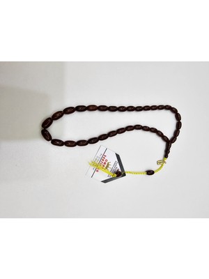 Omari Imzalı Sertifikalı Alman Faturan Sıkma Kehribar Tesbih 12,8x7,3 mm Arpa Kesim