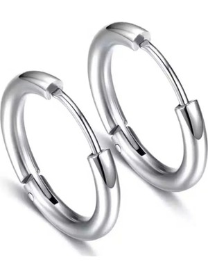 Hb Tasarım Unisex 316L Cerrahi Çelik Gümüş Renk 10MM Halka Küpe
