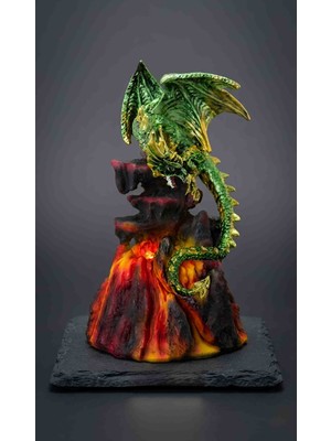 Wolawood Fantastik Dragon Ejderha Biblo Polyester Atmosferik Led’li Volkan Efektli Işıklı Figür Dekoratif Masaüstü Aksesuar Ev Ofis Hediyelik Dekorasyon