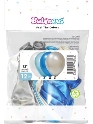 Balonevi Balon 12" Metalik 12 Li Erkek Asorti