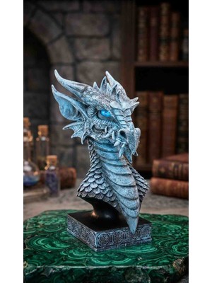 Wolawood Dragon Ejderha Büstü Mistik Dizayn 30-Cm Mitolojik Figür Dekoratif Biblo Mega Boy Polyester Dragon Heykel Baş Sanat Fantastik Hediyelik Dekor
