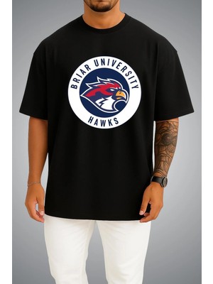 Bahriyeli Collection Oversize Off Campus Briar University Hawks Logan 22 Göğüs ve Sırt Baskılı Unisex T-Shirt