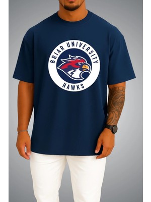Bahriyeli Collection Oversize Off Campus Briar University Hawks Tucker 46 Göğüs ve Sırt Baskılı Unisex T-Shirt