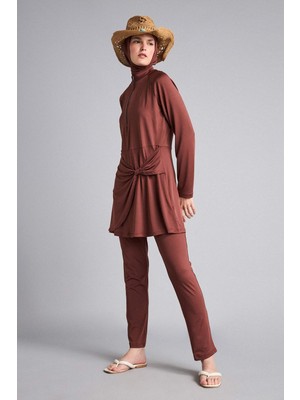 DeFacto Regular Fit 4'lü Kahverengi Burkini Mayo G7456AX26HS