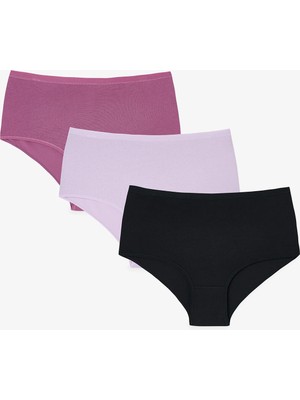 Penti Renkli Fair Orchid 3'lü Pamuklu Yüksek Bel Slip Külot
