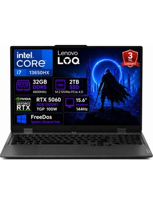 Lenovo Loq 15IRX10 83JE00JQTR-03 I7-13650HX 32GB Ddr5 2tb SSD RTX5060 8gb Tgp 100W 15.6" IPS 144Hz Freedos