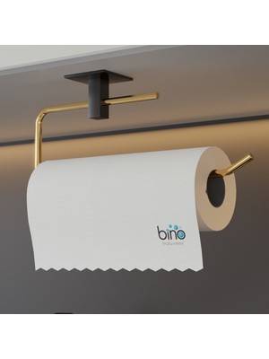 Bino Gold Paslanmaz Dolu Çelik Kağıt Rulo Havluluk Yapışkanlı Tasarım Altın Renkli Şık Aksesuar