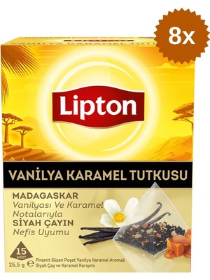 Lipton Vanilya Karamel Aromalı Piramit Poşet Çay 15'li x 8 Adet
