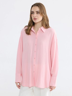 LC Waikiki Lcw Everyday Pembe Dokulu Kadın Gömlek