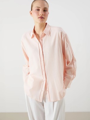 Lcw Vision Pembe Oversize Kadın Gömlek