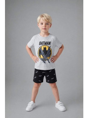 DeFacto Batman Lisanslı 2'li Pijama Gri Melanj Takımı Erkek Bebek H8147A526HS