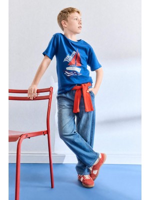 DeFacto %100 Pamuk Straight Fit Düz Paça Jean Pantolon Erkek Çocuk B5740A826SM