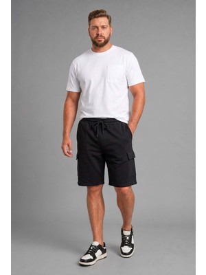 DeFacto Relax Fit Düz Paça Büyük Beden Siyah Şort H2058AX26SM