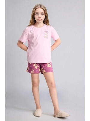 DeFacto %100 Pamuk Kpop - Demon Hunters Relax Fit 2'li Pembe Pijama Takımı Kız Çocuk H8497A826SM