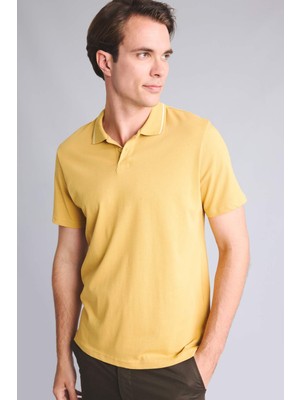 DeFacto %100 Pamuk Regular Fit Kısa Kollu Polo Sarı Tişört H8856AX26SM