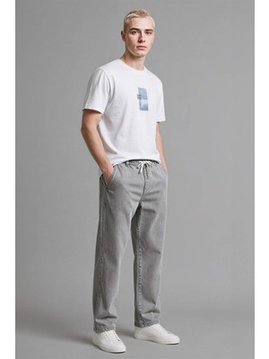 DeFacto Wide Leg Lastikli Bağcıklı Bel Yıkanmış Efektli Pantolon H8357AX26SM