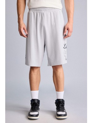 DeFacto NBA Los Angeles Lakers Lisanslı Baggy Fit Açık Gri Şort H3845AX26SM