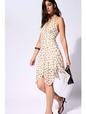 DeFacto Halter Yaka Puantiyeli Tül Mini Elbise I0766AX26SM