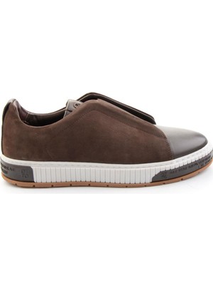 Bambi Kahve Hakiki Deri Erkek Sneaker E01610000603