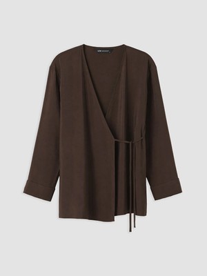 Lcw Modest Kahverengi Kruvaze Yaka Dokulu Modal Karışımlı Kadın Kimono