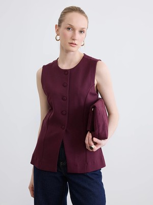 LC Waikiki Lcw Everyday Bordo Bisiklet Yaka Kadın Yelek