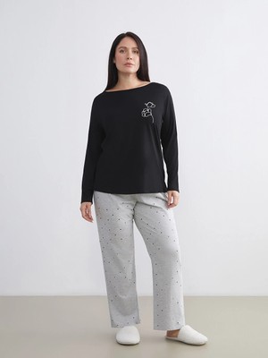 Lcw Dream Gri Beli Lastikli Puantiyeli Kadın Pijama Altı