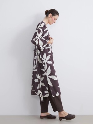 LC Waikiki Lcwaıkıkı Classic Kahverengi Şal Yaka Desenli Oversize Kadın Kimono