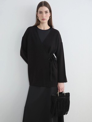Lcw Modest Siyah Kruvaze Yaka Kadın Kimono