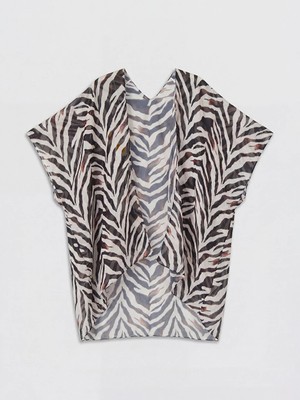 Lcw Dream Kahverengi Şal Yaka Desenli Kadın Kimono