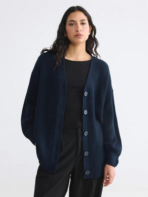 Lcw Modest Lacivert V Yaka Kadın Triko Hırka