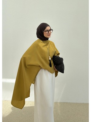 Moda Aksa Yaprak Pelerin Bluz