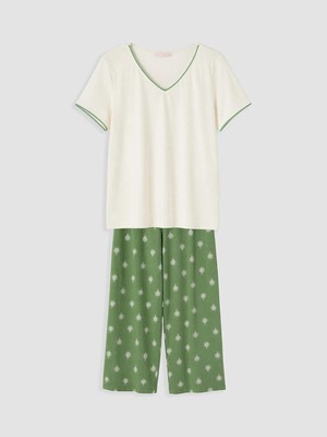 Lcw Dream Yeşil V Yaka Kadın Kaprili Pijama Takımı