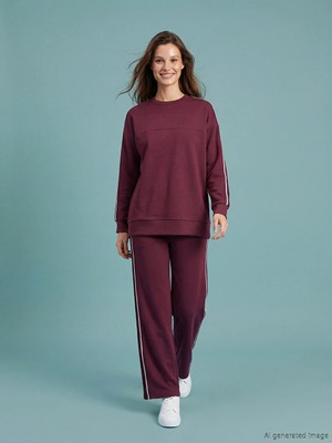 Lcw Modest Mürdüm Beli Lastikli Geniş Paça Kadın Eşofman Altı
